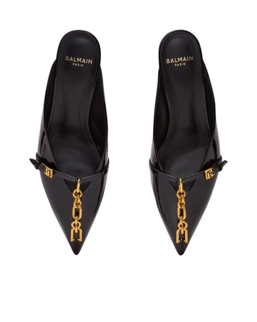 Balmain Multicolor Sync Patent Leather Mules With Pointed Toe