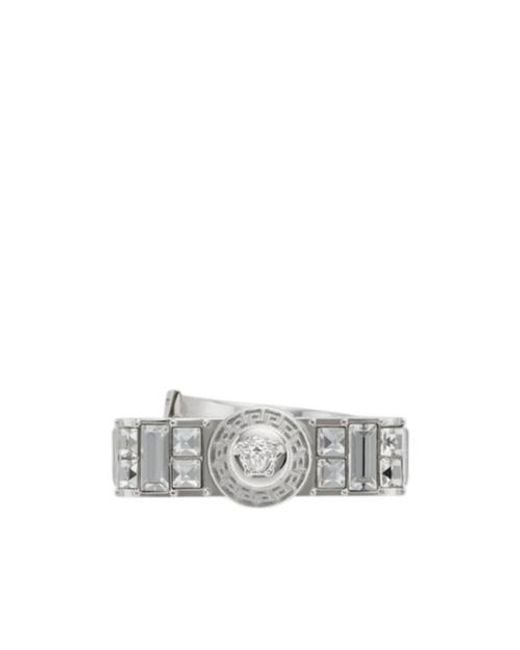 Versace White Medusa Embellished Ring