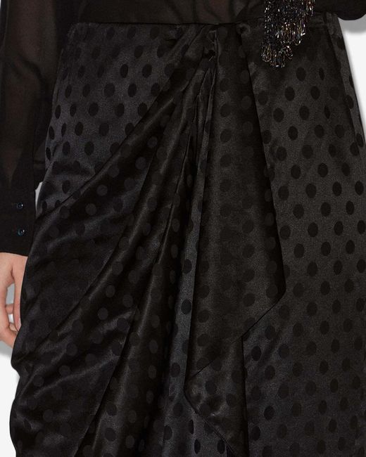 Isabel Marant Black Asymmetrical Hem Draped Skirt