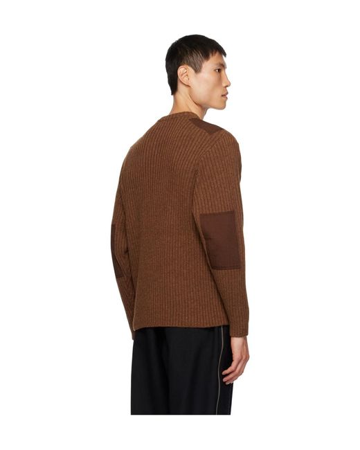 Undercover Brown Rib Knitted Long-Sleeved Sweater for men