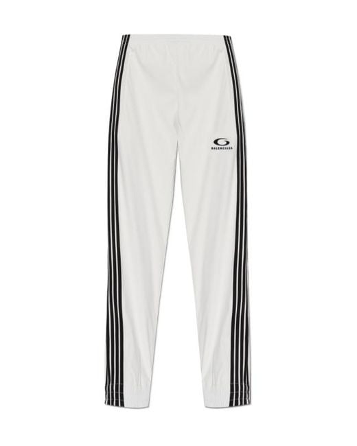 Balenciaga Loop Sports Logo Embroidered Track Pants in White | Lyst