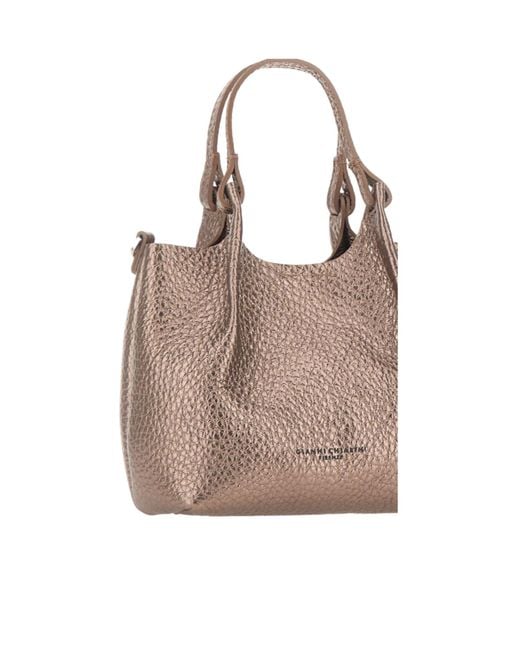 Gianni Chiarini Brown Small Dua Grain-Leather Tote Bag