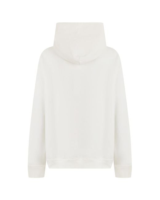 Maison Margiela White Long-Sleeve Hooded Sweatshirt for men