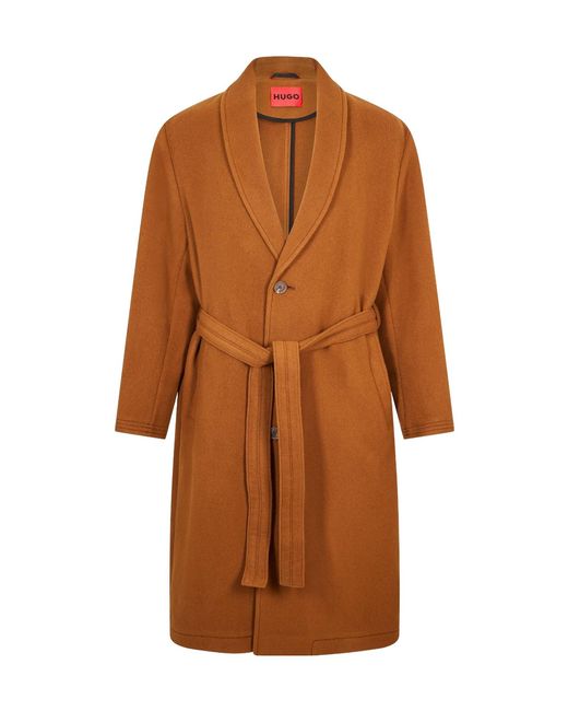 Boss Brown Stylish Minimalist Long Overcoat for men