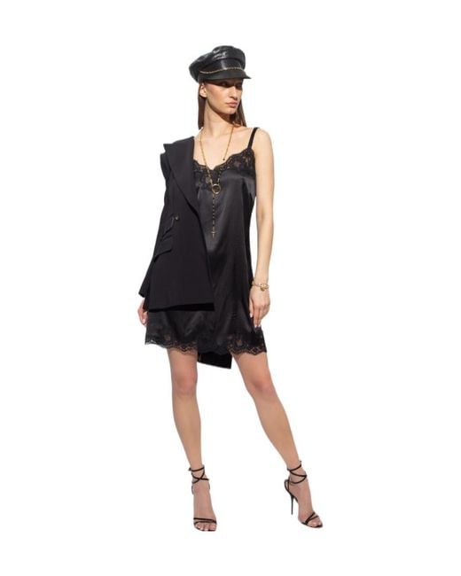 Dolce & Gabbana Black Lace Detailed Slip Dress