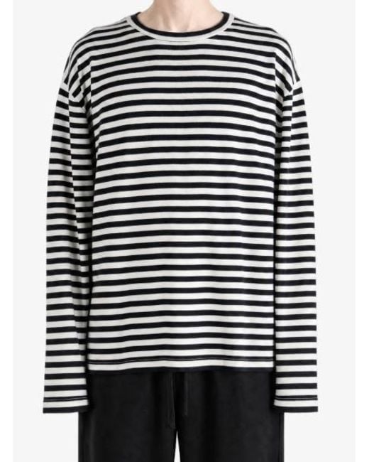 Extreme Cashmere Black Long-Sleeved Striped T-Shirt for men