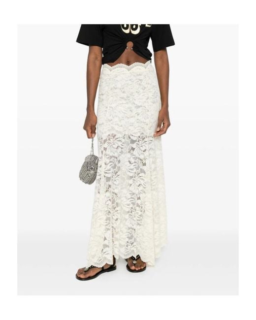 Rabanne White Rabanne Scalloped Lace Maxi Skirt
