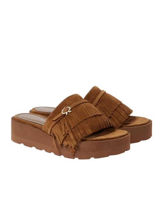 Gianvito Rossi Brown Thick-Soled Slippers