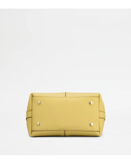 Tod's Yellow Logo Engraved Mini Shopping Bag