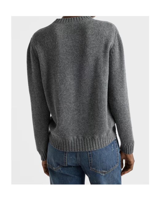Prada Gray Logo-Intarsia Crewneck Jumper