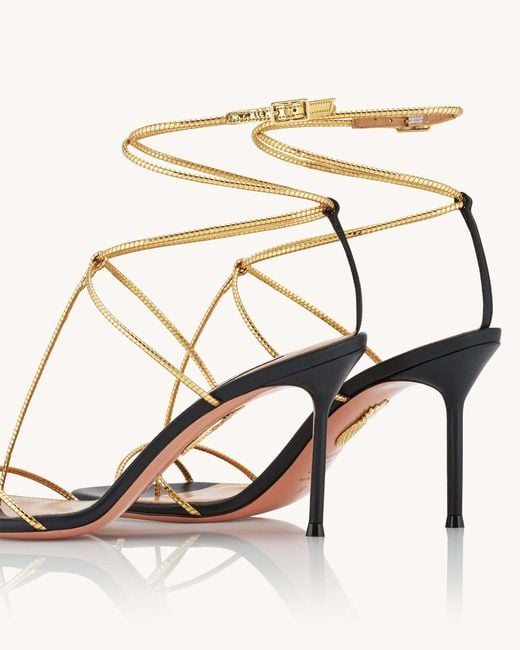 Aquazzura Metallic Open Toe Heeled Sandals