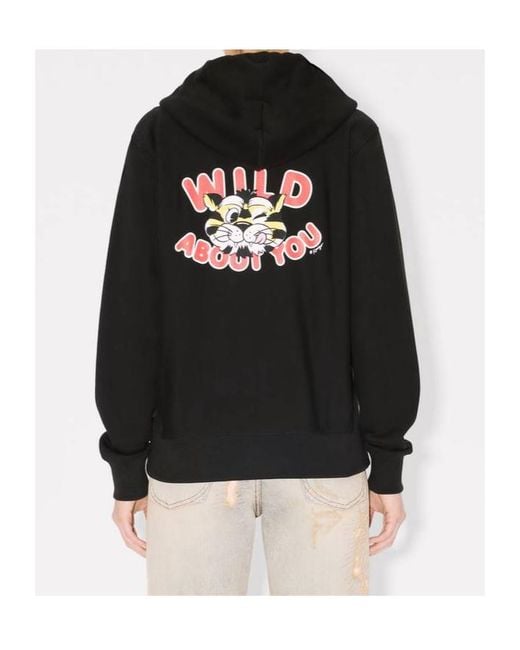 KENZO Black Wild Tiger' Zip Up Hoodie