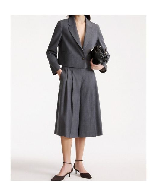 Marella Gray Cropped Gabardine Blazer