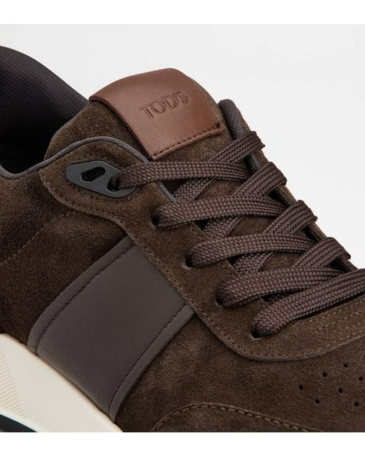 Tod's Brown Panelled Lace-Up Sneakers for men