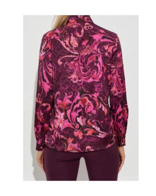 Versace Jeans Red Couture Barocco Pattern Long-Sleeved Shirt