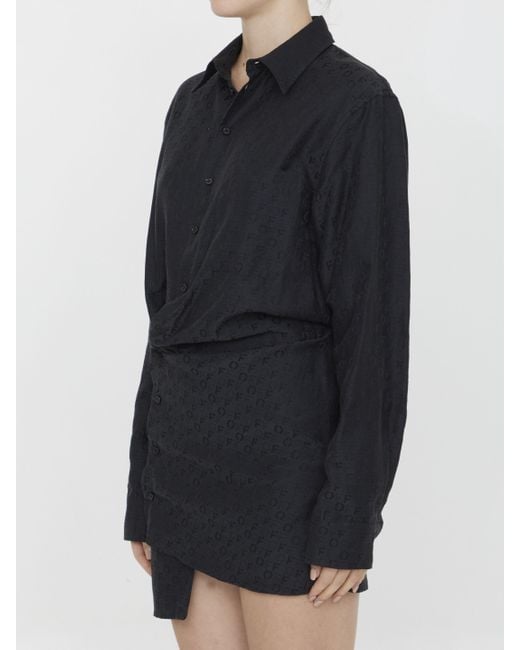 Off-White c/o Virgil Abloh Black Monogram Jacquard Twisted Mini Dress