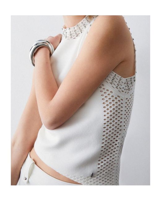 Liu Jo Gray Perforated Top
