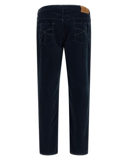 Brunello Cucinelli Blue Corduroy Pants for men