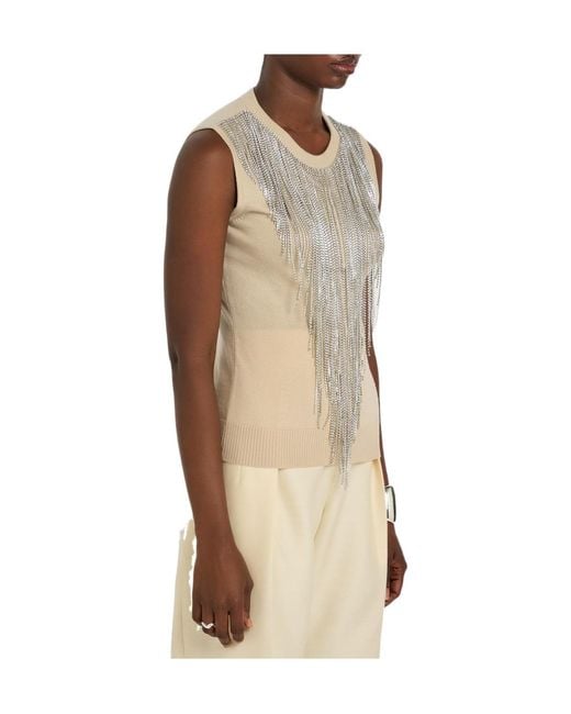 Sportmax Natural Crystal-Embellished Fine-Knit Top