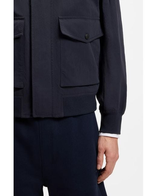 Boss Blue Collared Long-Sleeved Casual Jacket for men