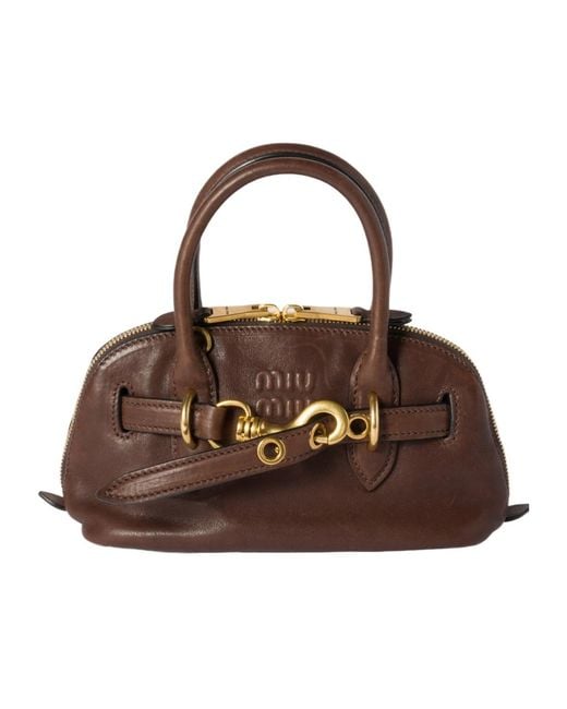 Miu Miu Brown Aventure Mini Nappa Leather Bag
