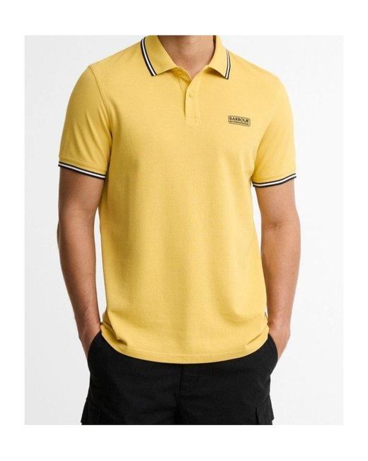 Barbour Yellow Evan Logo Polo Shirt for men