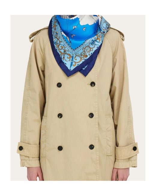 Ferragamo Blue Ferragamo Palazzo Printed Scarf
