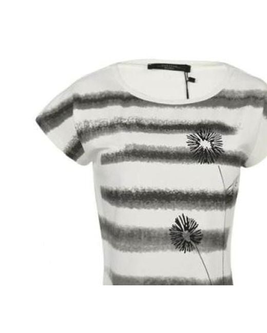 Weekend by Maxmara Gray Short-Sleeved Flower T-Shirt