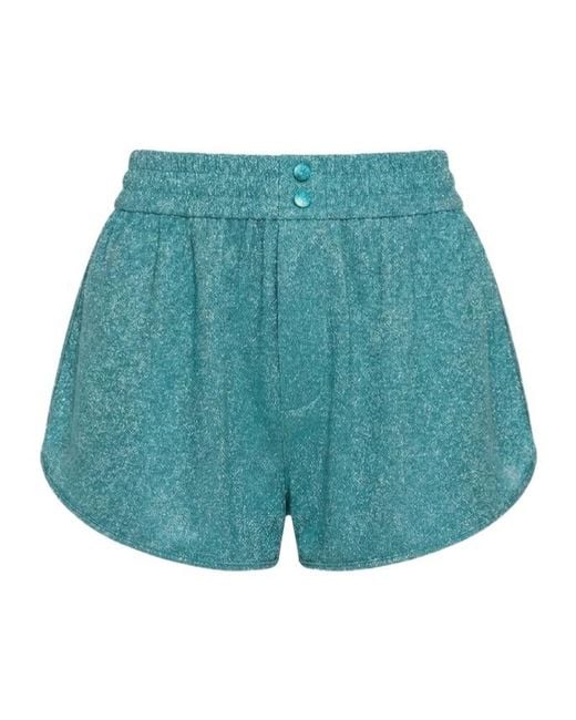 Oseree Blue Oséree Lumière Mid-Rise Lurex Slip Shorts