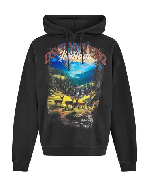 DSquared² Gray Classic Printed Hoodie for men