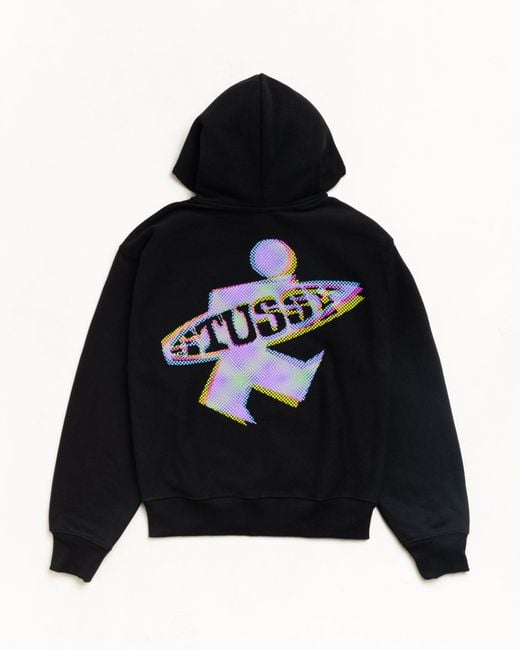 Stussy Black Dot Surf Puff Print Zip Hoodie for men