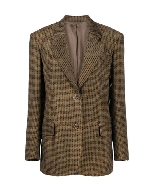 Uma Wang Green Single-Breasted Suit Jacket