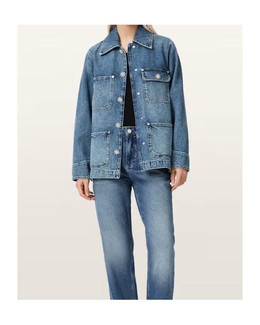 AllSaints Blue Denim Oversized Bex Jacket