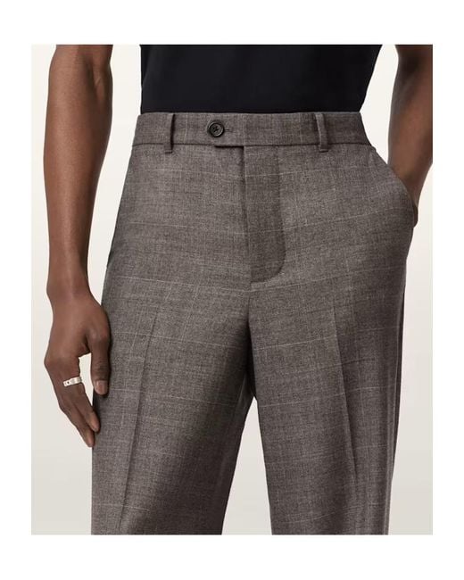 AllSaints Gray Clover Loose Fit Trousers for men