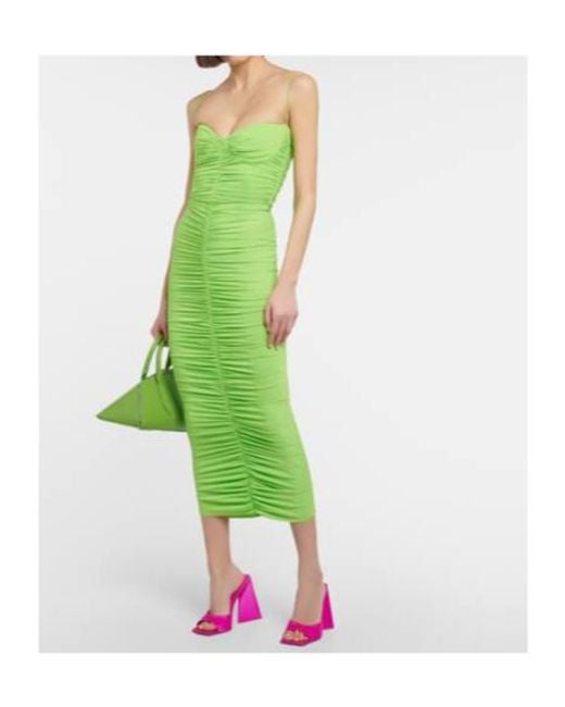 Alex Perry Green Everett Ruched Maxi Dress