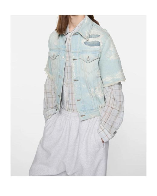 Acne Blue Distressed Denim Jacket for men