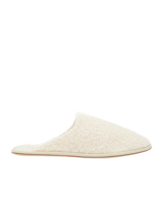 Gabriela Hearst White Bristol Cashmere Bouclé Slipper Flats