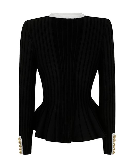 Balmain Black Button-Detailed V-Neck Jacket