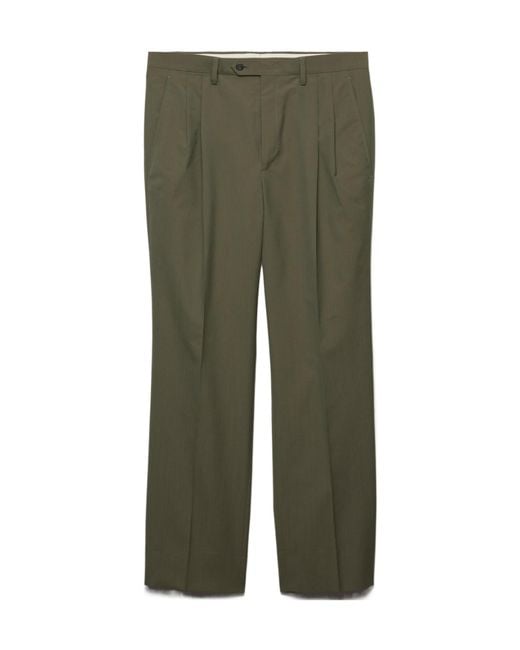 Prada Green Wide-Leg Pleated Trousers for men