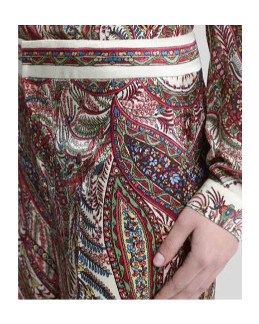 Etro Natural Printed Satin Palazzo Trousers