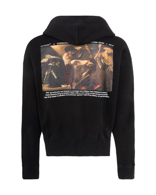 Off-White c/o Virgil Abloh Black Painting-Print Zip-Up Hoodie for men