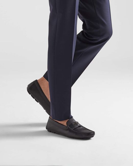 Prada Black Triangle-Logo Loafers for men