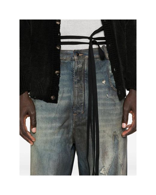Ann Demeulemeester Gray Distressed Panelled Jeans for men