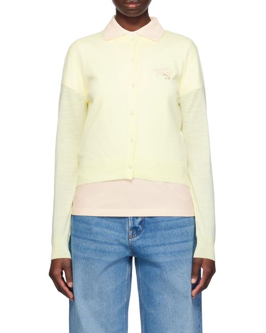 Maison Kitsuné Yellow Maison Kitsuné Baby Fox Patch Knit Cardigan