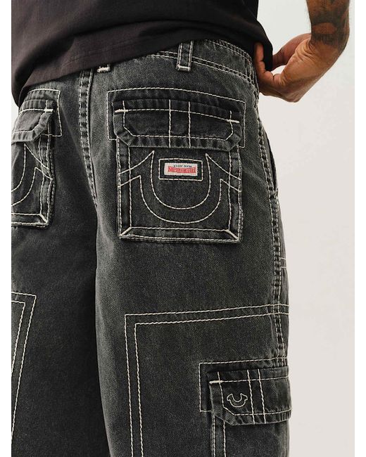 True Religion Black Baggy Big T Cargo Jean for men
