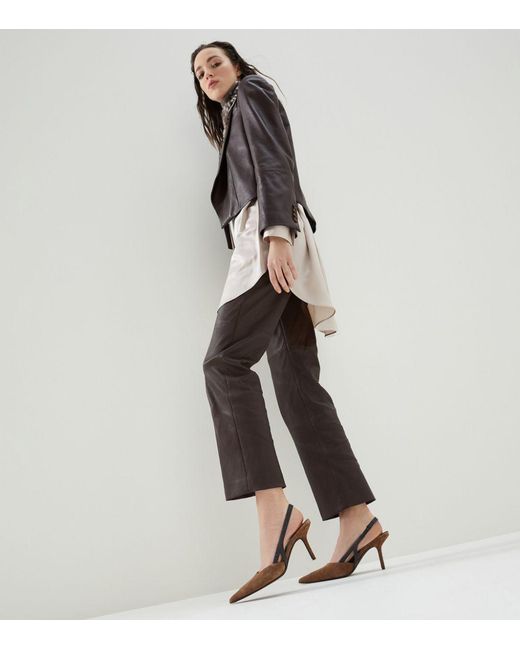 Brunello Cucinelli Brown Pointed Suede Pumps