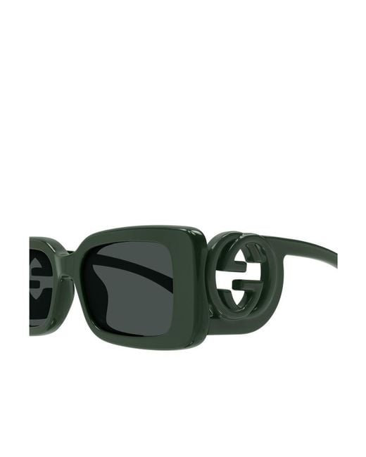 Gucci Green Eyewear Rectangle Frame Sunglasses