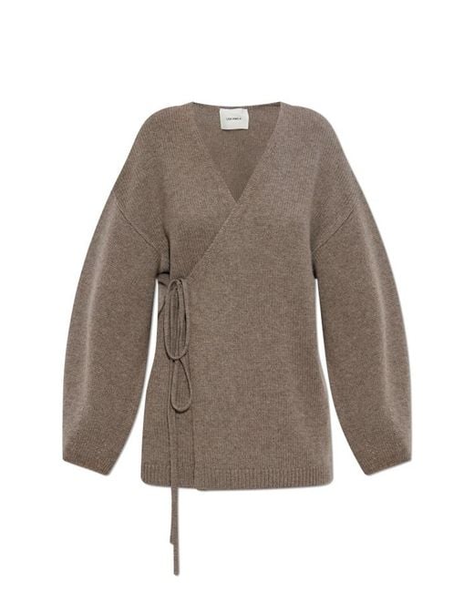 Lisa Yang Brown Tie-Front Wrap Cardigan