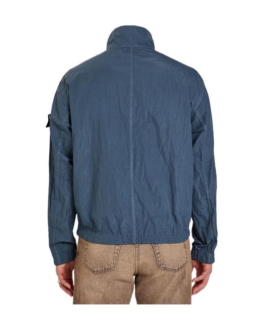 Stone Island Blue Warp Crinkled Nylon Jacket for men