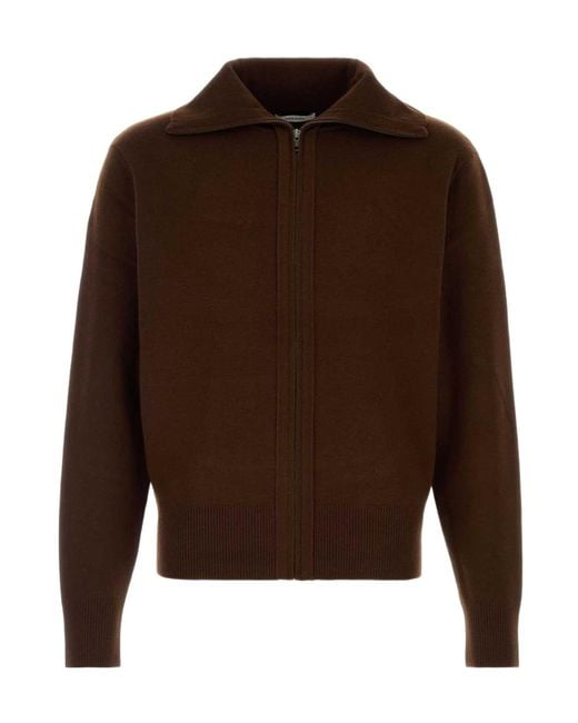 Entire studios Brown Zip-Up Knit Cardigan for men